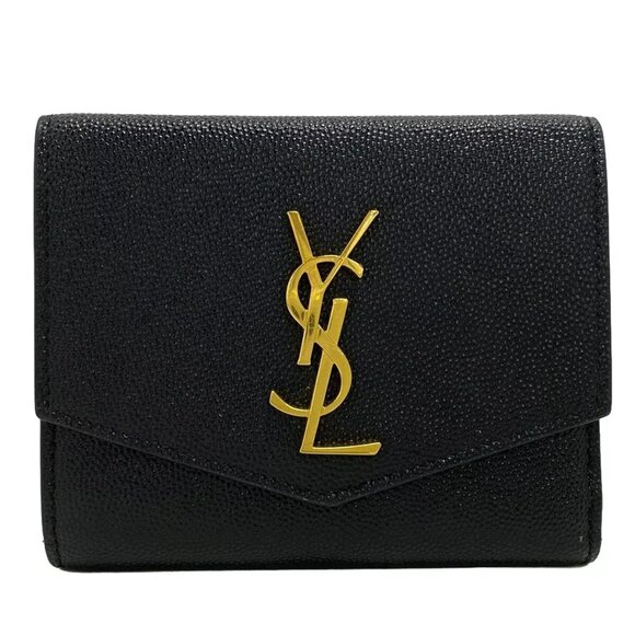 Saint Laurent Handbags - Auth SAINT LAURENT PARIS Uptown Black Gold Hardware Double-hook Wallet 383-11524